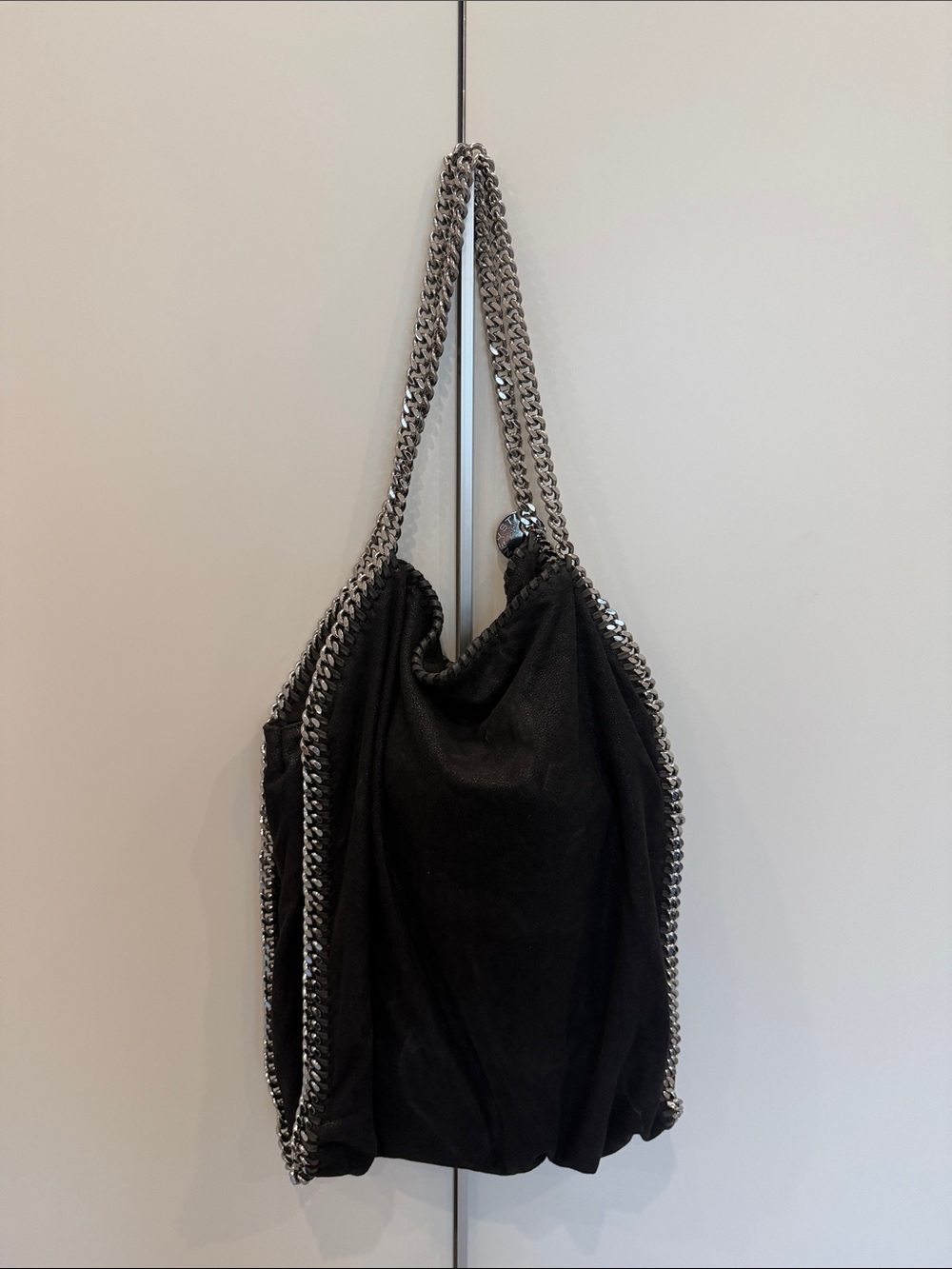 Stella McCartney Fallabella Black Chain-Trim Shoulder Bag